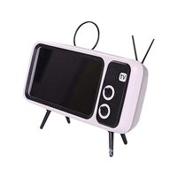 Mini Speaker Retro TV Mobile Phone Screen Stand Bluetooth Speaker with AUX FM BT Optional (White)