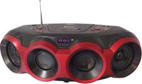 NAXA NPB-266RED MP3/CD/USB Boombox with Bluetooth, Red; Plays CD, CD-R/RW, and MP3 Discs; Built-in MP3 Playback From USB Memory Sticks; AM/FM Radio with Digital Preset Tuning