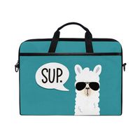 ZZAEO Llama Sup Alpaca With Sunglasses Laptop Shoulder Bag Stylish Briefcase Computer Bag with Shoulder Strap Fits for Most 13inch 14inch Laptops Case Sleeve