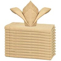 GLAMBURG Cotton Dinner Napkins Set of 12, Cloth Dinner Napkins 18x18, Soft and Comfortable Cocktail Napkins, Wedding Dinner Napkins with Mitered Corners and Hemstitched - Khakhi Linen
