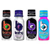 BANG Shot - Carbonated Energy Shot Variety, 12 Count (Peach Mango, Rainbow Unicorn, Bangster Berry & Purple Haze)