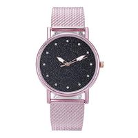 Meidexian888 Smart Watch Luxury Inlay Diamond Starry Dial Quartz Silicone Tape Ladies Watch (Pink)
