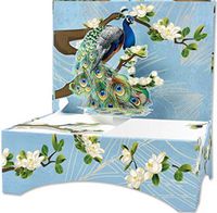 Up With Paper Luxe Embellished Keepsake Pop-Up Desk Box w/125 Note Paper Sheets ~ Peacock DN004