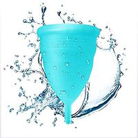 INOOY Moon Cup - Flexible Advanced Design - 12H Wear - First Time User - Small and Large - Pink and Cyan - Soft Beginner Menstrual Cup Moon Cup - Woman Cup,Blue