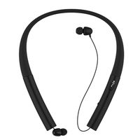 Bluetooth Headphones, ThreeMay Wireless Neckband Headset with Retractable Earbuds Sports Sweatproof Noise Cancelling Stereo Earphones with Mic-Black