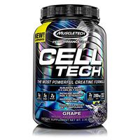 MuscleTech Cell Tech Creatine Monohydrate Formula Powder, HPLC-Certified, Improved Muscle Growth & Recovery, Grape, 30 Servings (3.09lbs)