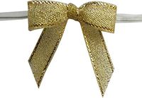 Small, Metallic Gold Twist Tie Bows- 100pc