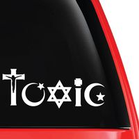 EvolveFISH Toxic Religion Vinyl Decal White 5"