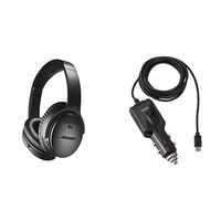 Bose QuietComfort 35 (Series II) Wireless Headphones, Noise Cancelling - Black with AmazonBasics Car Charger
