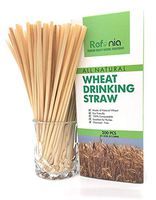 Refonia All Natural Compostable Wheat Drinking Straws - 8.5 inch - 200 Count - Biodegradable, Gluten/BPA Free, Disposable - Alternative to Paper. Best for Soda and Alcohol. Better Than Hay Straws.