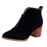 Womens Leopard Print Boots,LuluZanm Sales! Ladies Fashion High Square Heel Ankle Boots Solid Color Outdoor Shoes Black