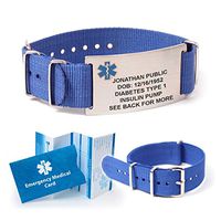NATO Medical ID Bracelet. Includes up to 18 Lines of Custom Engraving. Choose Your Color! (Royal Blue)