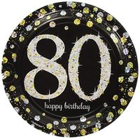 Amscan 541965 Sparkling Celebration 80 Paper Dessert Plates Party Supplies, 7", Multicolor