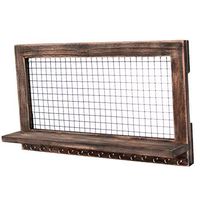 Antique Rustic Brown Jewelry Storage Box Organizer Wooden Wall Mounted Holder For Earrings Necklace Rack by Akusixnio