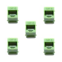 Dasunny 5Pcs Cat6 Keystone RJ45 Couplers Keystone, Female to Female, Green