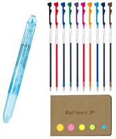 Pilot Hi-tec-c Coleto 5 Color Multi Pen Body Component, Dot Blue, Rubber Grip, 0.4mm 10 Color Ink Refills, Sticky Notes Value Set