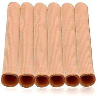 Povihome 6 Pack Toe Tubes Protectors Cushion Toe Fabric Sleeve with Gel Lined Pads for Bunion Pain,Blister,Corn Finger Toe Sleeve (M Size)