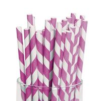 Fun Express Hot Pink Striped Paper Straws - 24 Pieces