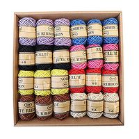 MoGist 24 Rolls Colourful Natural Jute Twine Rope Natural 3Ply Jute Rope for Christmas Gift Packing,Greeting Card,Floristry, DIY Arts Crafts,Decoration,Bundling and Gardening Projects