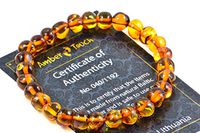 Baltic Amber Bracelet for Adults Made on Elastic Band – Carpal Tunnel, Arthritis, Headache, Migraine Pain Relief (Cognac, 7.5 inch.)