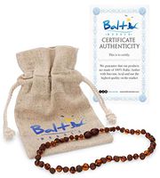 Amber Necklace Baroque Raw Cognac/Polished Cognac (Unisex) - Anti Inflammatory, Pain Reduce Properties - Natural Certificated Oval Baltic Jewelry