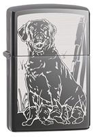 Zippo Custom Lighter: Hunting Dog with Ducks - Black Ice 78807