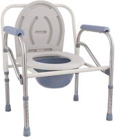 PLLP Medical Bedside Commodes,Non-Slip Foldable Stainless Steel Bedside Commode, Shower Chair with Padded Seat 150 Kg Capacity,B