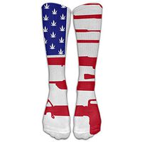 Gun Marijuana Weed Usa Flag Women & Men Knee High Socks Baseball Athletic Tube Long Stockings
