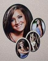 JoyceBoyce.com 11x14 Oval 4-Opening Foliage Embossed Double Matboard with Accent Mat Color (Hunter Green Accent)