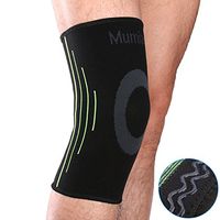 Mumian Knee Compression Sleeve with Anti-Skid Silicone Support for Running, Jogging, Sports, Crossfit, Basketball, Meniscus Tear, Arthritis, Quick Recovery, etc. - Single Wrap A08 (Black Green, M)