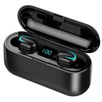 IPX8 Waterproof Wire-less Earbuds 8mms dual drive units Headphones BT5.0 Charging Case Binaural Stereo Earbuds support most of bluetooth devices enjoy 6D strong deep bass music sound (Black, 2000mAh)