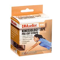 Mueller Sports Medicine Kinesiology Tape Pre-Cut Strips, Beige,  20 Strips (2" x 9.75" each)