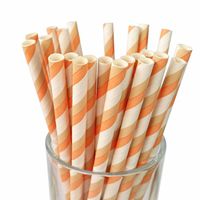 Free DHL 500 pcs Tan Peach Striped Paper Straws Bulk, Stripe Tan Peach and White Paper Drinking Straws for Holiday Party, Wedding, Birthday, Mason Jar Straws