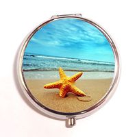 Summer Beach Custom Unique Silver Round Pill Box Medicine Tablet Organizer or Coin Purse
