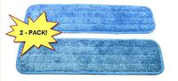 2-pack Microfiber Mop Pads 18" Wet/Dry Washable for Domestic/Commercial Application. Work great on all hard surfaces! Top quality, EXCLUSIVELY from Wellness Cleaning Supply.