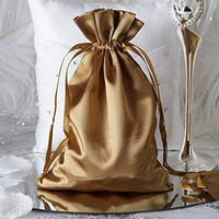 Efavormart 60PCS Antique Gold Satin Gift Bag Drawstring Pouch Wedding Favors Bridal Shower Candy Jewelry Bags - 6"x 9"