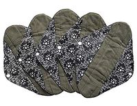 5 Pieces Charcoal Bamboo Mama Cloth/Menstrual Pads/Reusable Sanitary Pads (Black lace, Heavy (12 inch))