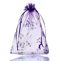 50pcs 13cm X16cm Dark Purple Butterfly Organza Gift Bags Pouches Bags&pouches Wedding Christmas Wedding/christmas