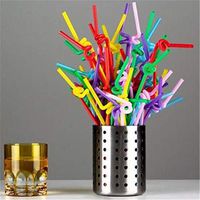 Sevenfly 100Pcs Colorful Flexible Drinking Straws,Disposable Plastic Straws Long Flexible Party Fancy Straws(Colorful)