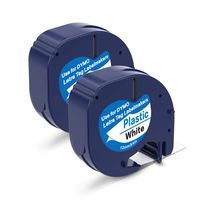 P PUTY LT Plastic Labels Replace DYMO LetraTag Labeling Refills 91331 S0721660,1/2 Inch x 13 Feet 12mm x 4m, Black on White, Compatible LetraTag LT-100T LT-100H QX50 Label Makers,2 Rolls