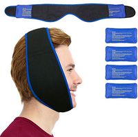 Face Ice Pack - Use as Wisdom Teeth Ice Pack, TMJ Relief Products, Jaw Pain - Hot & Cold Therapy for Chin, Headaches, Post Surgery Treatment - Adjustable Face Wrap Includes 4 Gel Packs