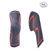 LinkedGo Knee Support Brace Pair, Knee Compression Brace Support Sleeve for Arthritis, Hiking, Soccer, Basketball, Running, Jumpers Knee, Tennis, Tendonitis, Volleyball & Squats(Medium)