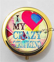 BlackKey I Love My Crazy Girlfriend 3-Compartment Decorative Pocket Gift Box Case Organizer for Pill, Color 2 -598