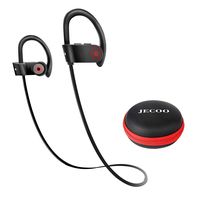 Bluetooth Headphones, IPX7 Waterproof Wireless Sport Earphones HD Stereo Sound Sweatproof in-Ear Earbuds with Mic Noise Cancelling Headsets for Gym Running Workout, 8 Hrs Play Time Black