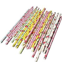 100PC Vintage Flower Paper Straws Mixed Color Floral Straws Cake Pop Sticks
