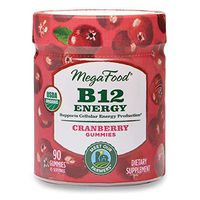 MegaFood, Certified Organic B12 Energy Cranberry Gummies, Soft Chew Vitamin B12 Supplement for Cellular Energy Support, Gluten Free, Vegan, 90 Gummies (45 Servings)