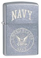 Zippo Lighter: Engraved U.S. Navy Logo - Street Chrome 80382