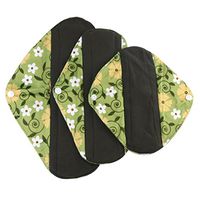 Ecurson Foldable Portable Reusable Bamboo Cloth Washable Menstrual Pad Mama Sanitary Towel Pad (L, Black)