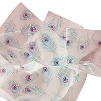 10ct Colorful Peacock Feathers on White Tissue Paper Gift Wrapping 20"x30" Sheets nfLG -1084