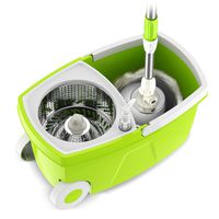 SHPING Mops Rotating mop, 360 degree free rotation, wet and dry, no need to hand wash, stainless steel telescopic rod, suitable for cleaning all living room floors (Color : Green)